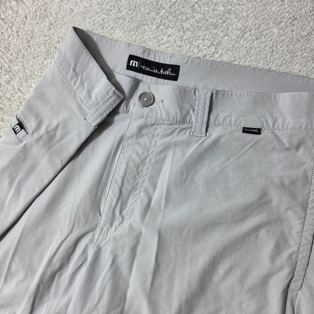 TravisMathew Golf Shorts Mens 36/10 Grey Stretch Micro Stripe 4600008506
